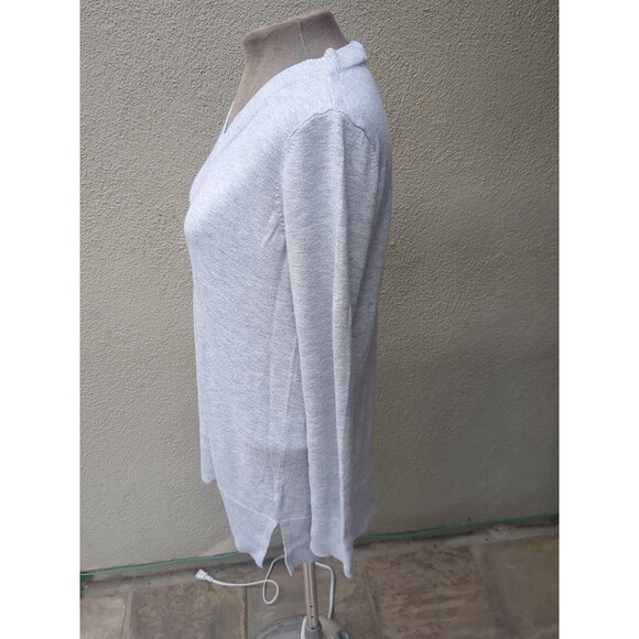 Ann Taylor LOFT Sweater Med Luxe Knit V-Neck Tunic Sweater Gray Marled - Picture 5 of 10